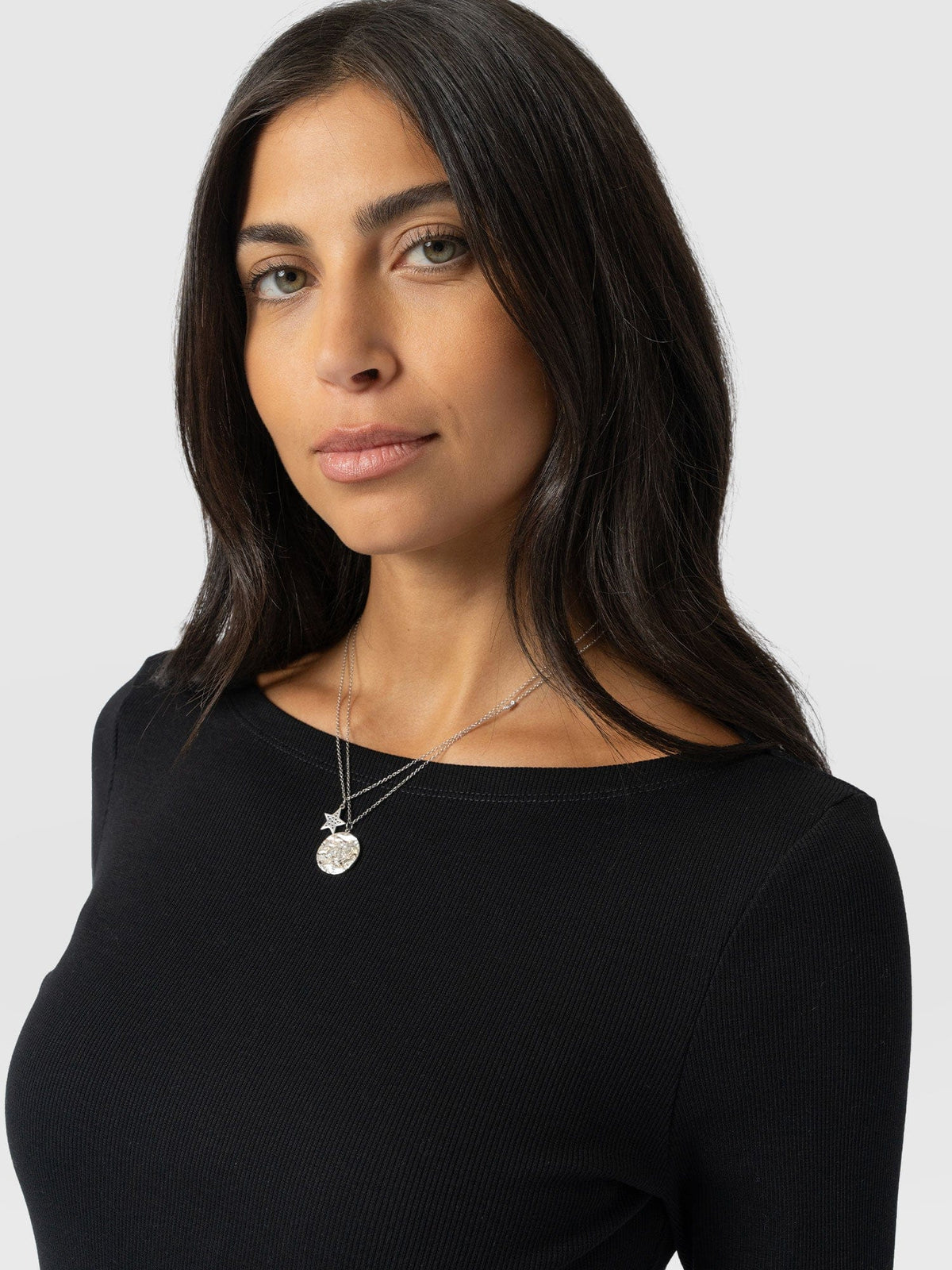 Austen Boat Neck Long Sleeve Tee - Black