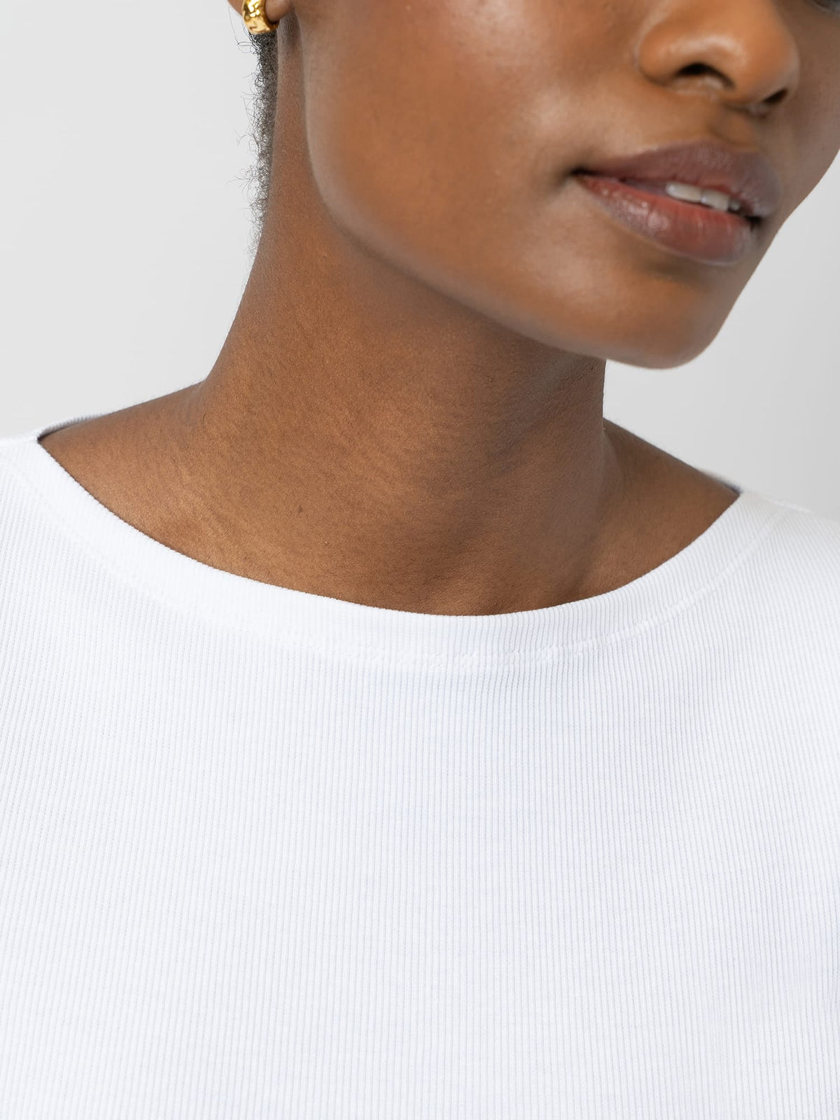 Austen Boat Neck Short Sleeve Tee - White