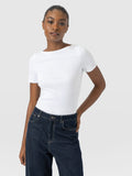 Austen Boat Neck Short Sleeve Tee - White