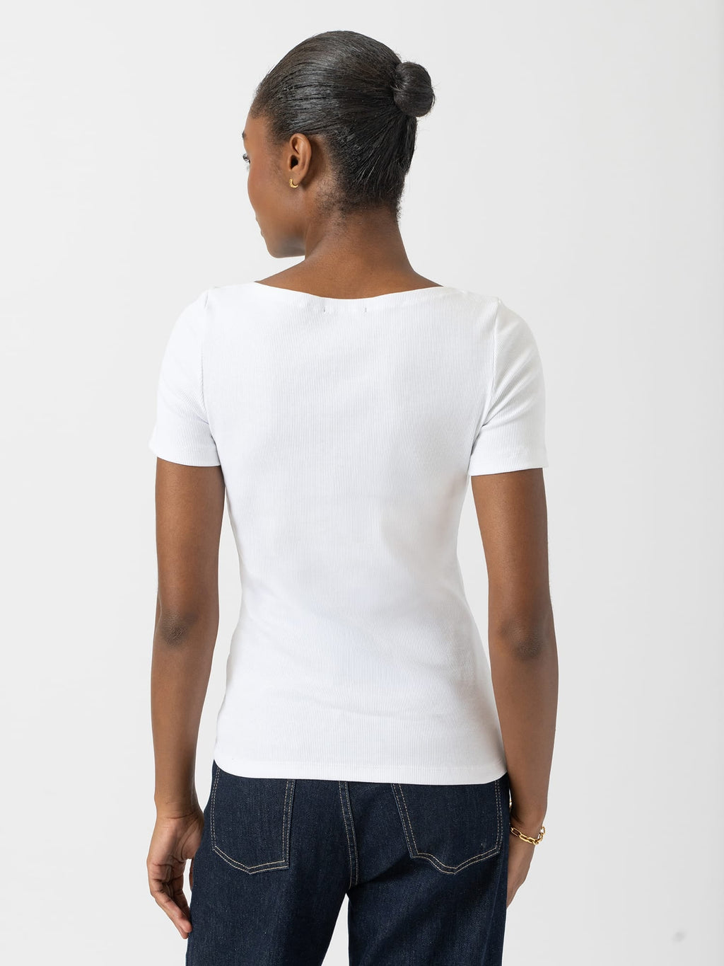Austen Boat Neck Short Sleeve Tee - White