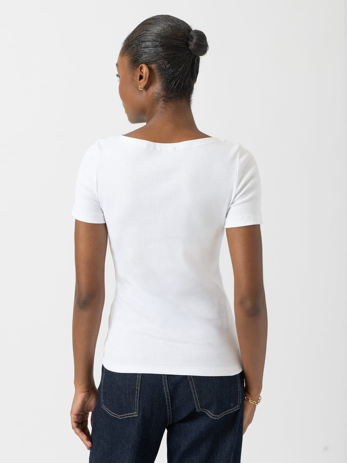 Austen Boat Neck Short Sleeve Tee - White