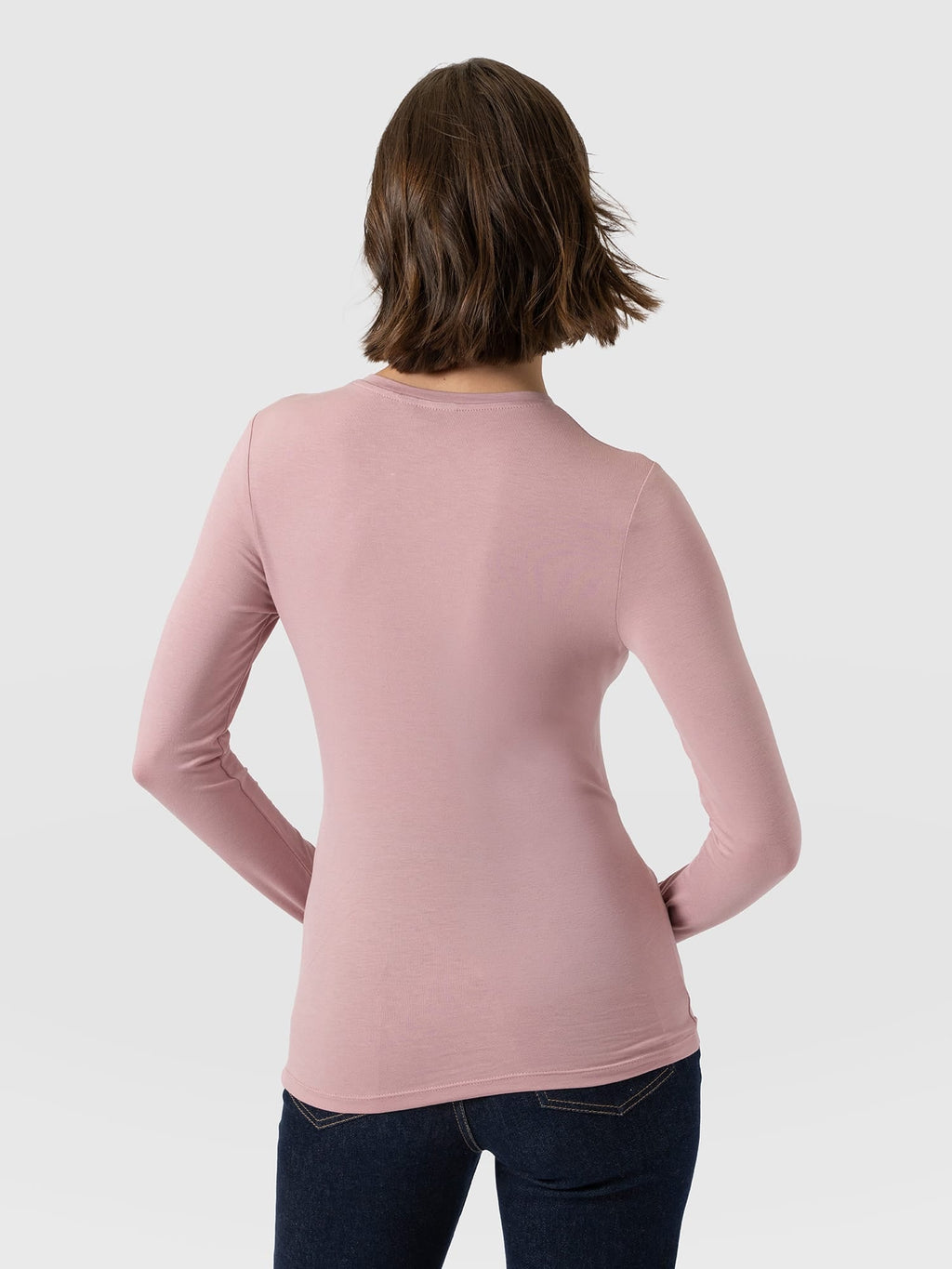 Austen Crew Neck Long Sleeve Tee - Dusty Pink