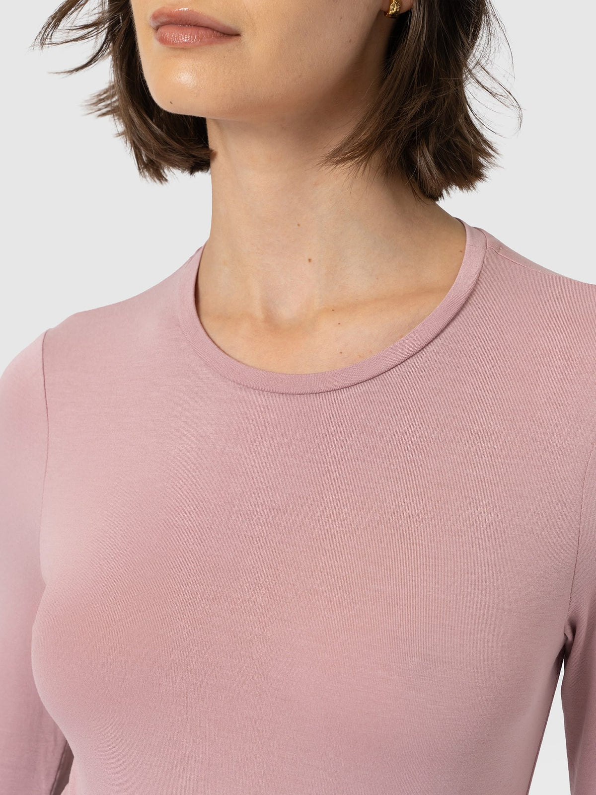 Austen Crew Neck Long Sleeve Tee - Dusty Pink