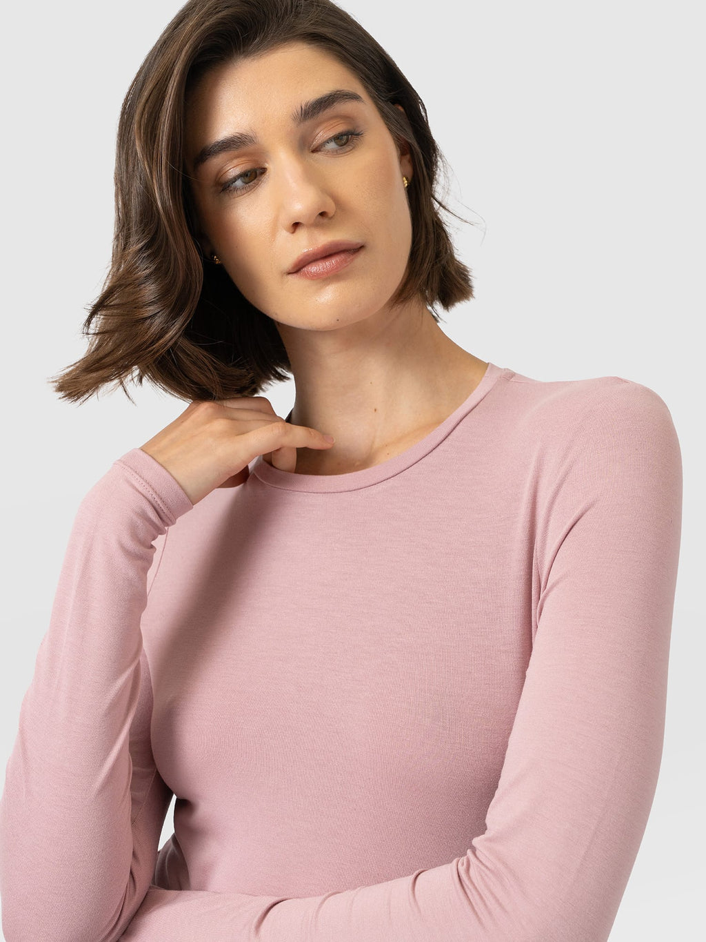 Austen Crew Neck Long Sleeve Tee - Dusty Pink
