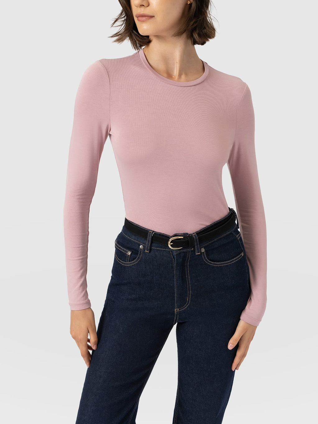 Austen Crew Neck Long Sleeve Tee - Dusty Pink