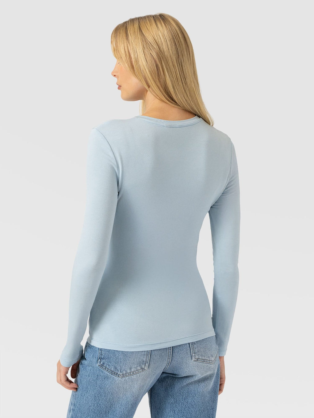 Austen Crew Neck Long Sleeve Tee - Ice Blue