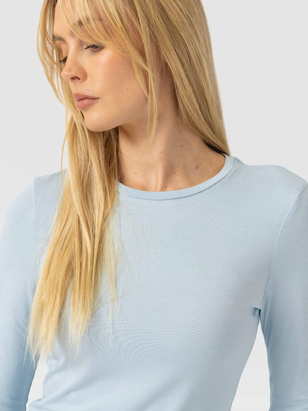 Austen Crew Neck Long Sleeve Tee - Ice Blue
