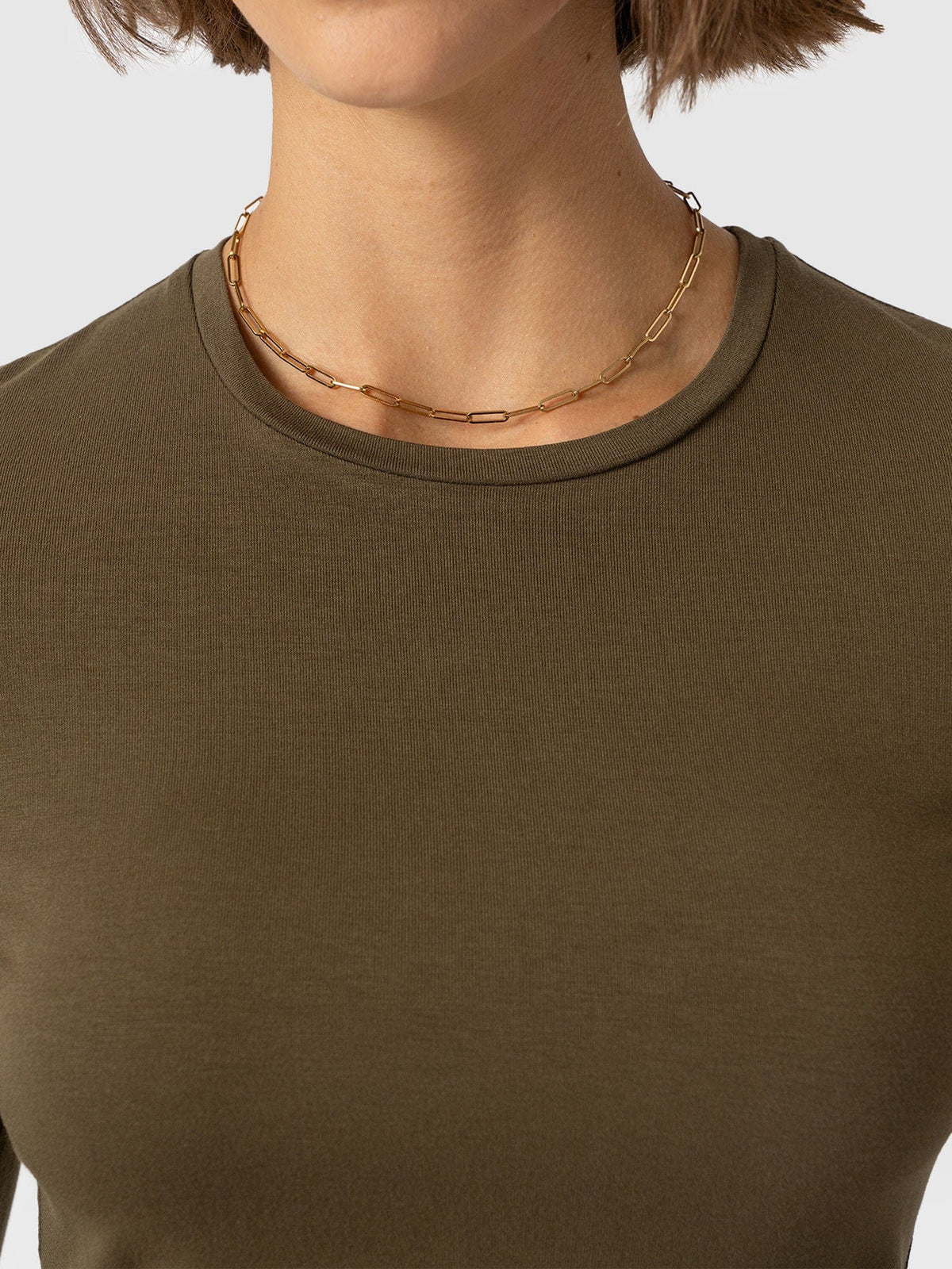 Austen Crew Neck Long Sleeve Tee - Khaki