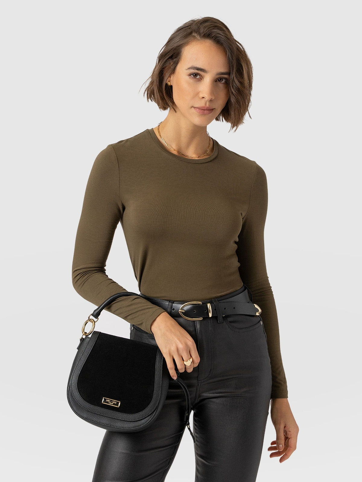 Austen Crew Neck Long Sleeve Tee - Khaki