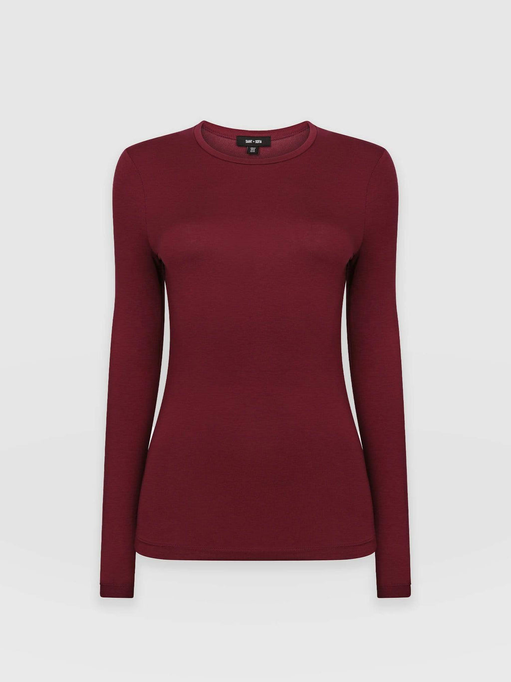 Austen Crew Neck Long Sleeve Tee - Burgundy