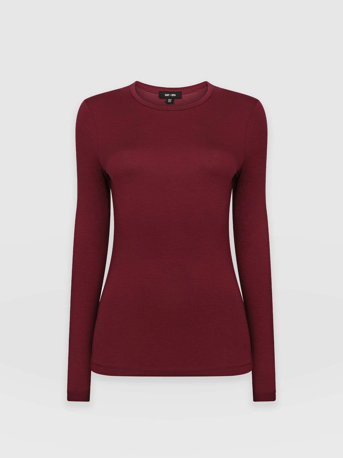 Austen Crew Neck Long Sleeve Tee - Burgundy