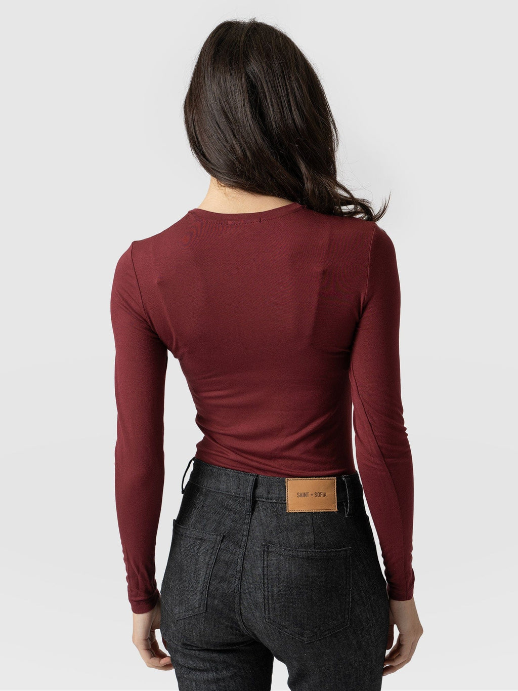 Austen Crew Neck Long Sleeve Tee - Burgundy