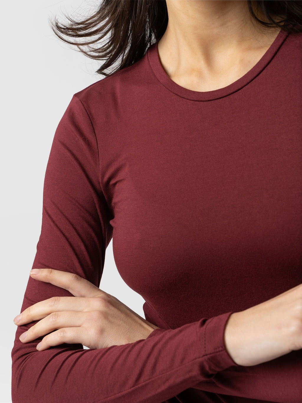 Austen Crew Neck Long Sleeve Tee - Burgundy