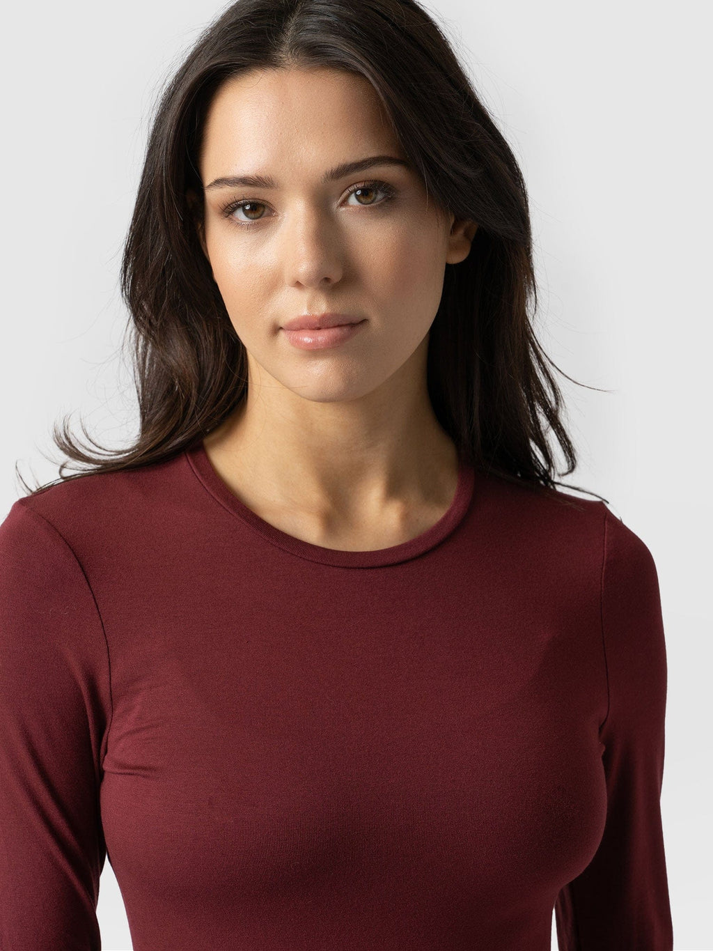 Austen Crew Neck Long Sleeve Tee - Burgundy