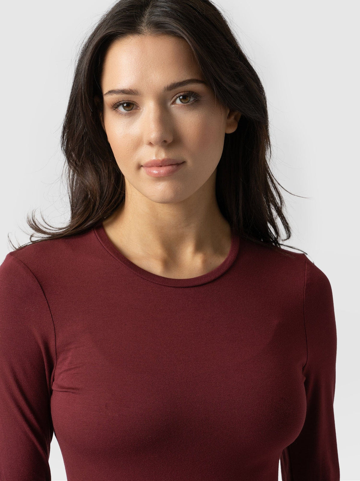 Austen Crew Neck Long Sleeve Tee - Burgundy