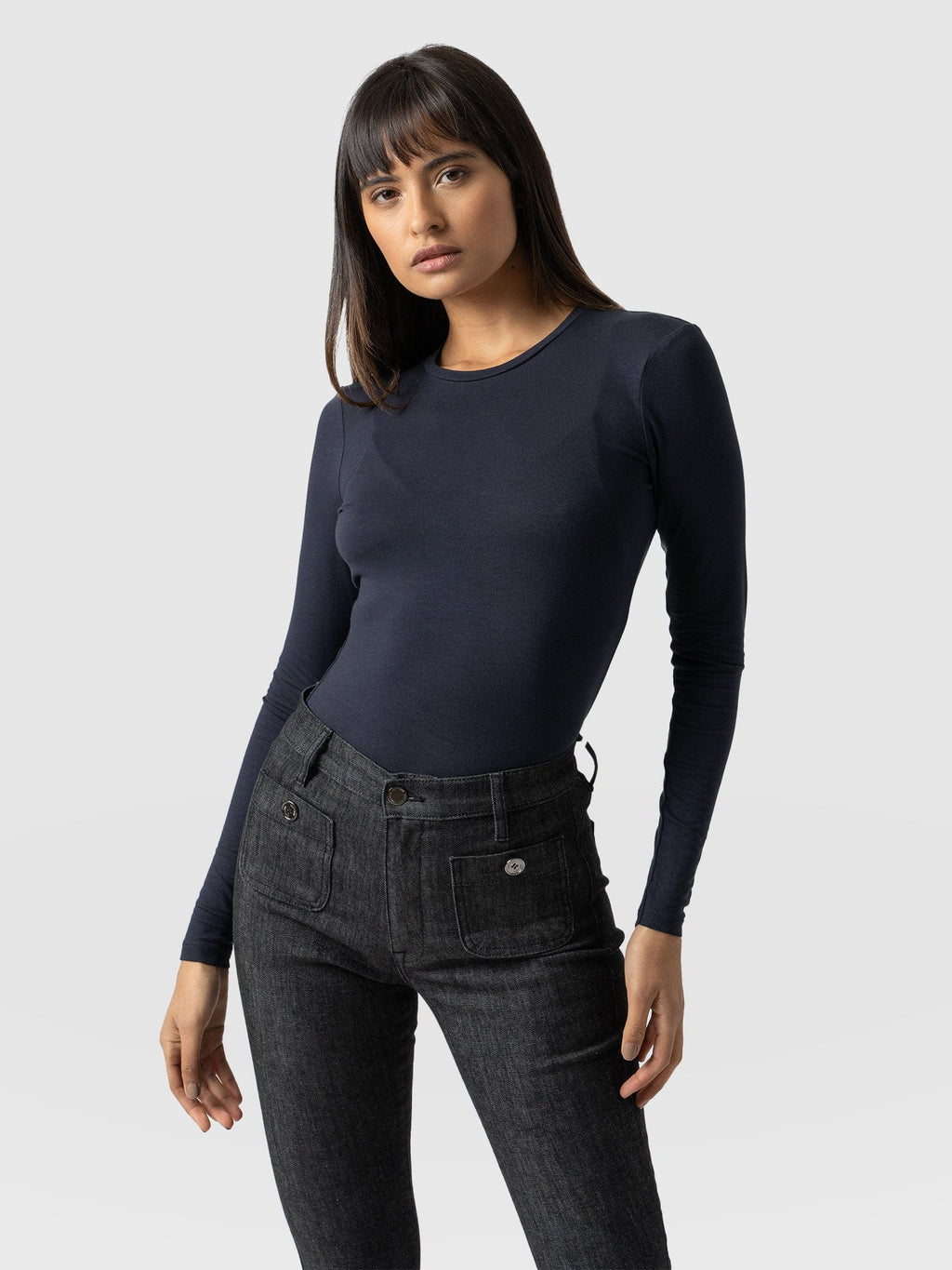 Austen Crew Neck Long Sleeve Tee - Navy
