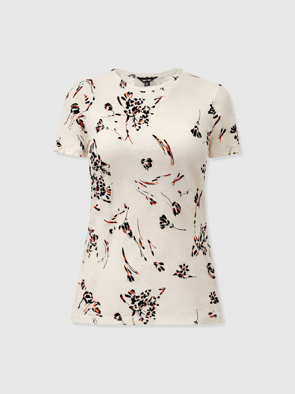 Austen Crew Neck Tee Short Sleeve - White Mist Floral