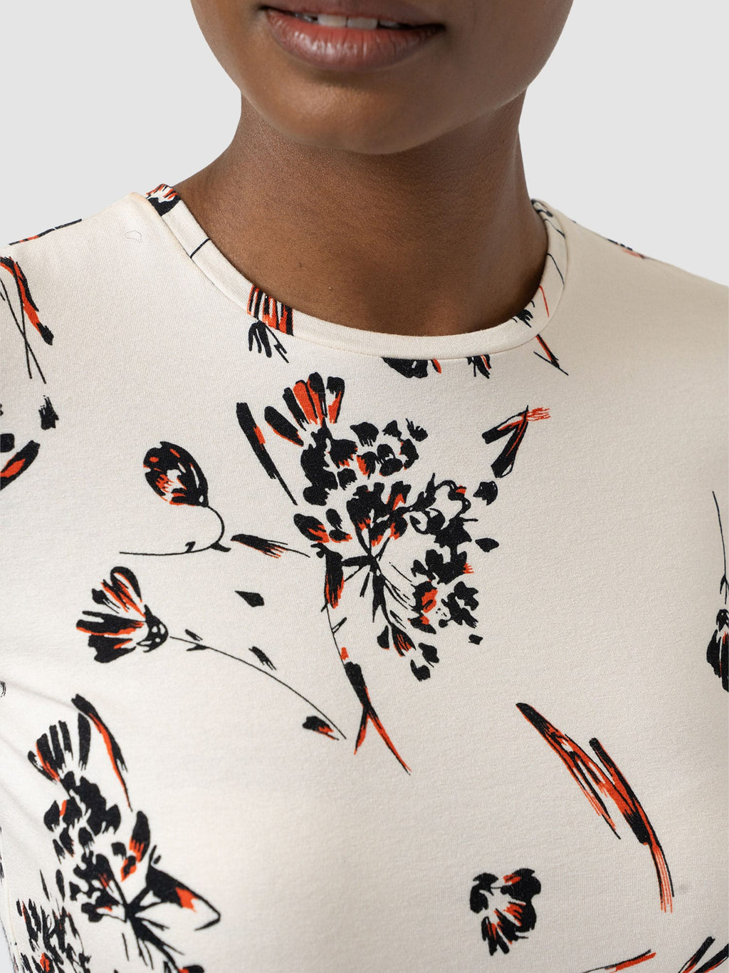 Austen Crew Neck Tee Short Sleeve - White Mist Floral