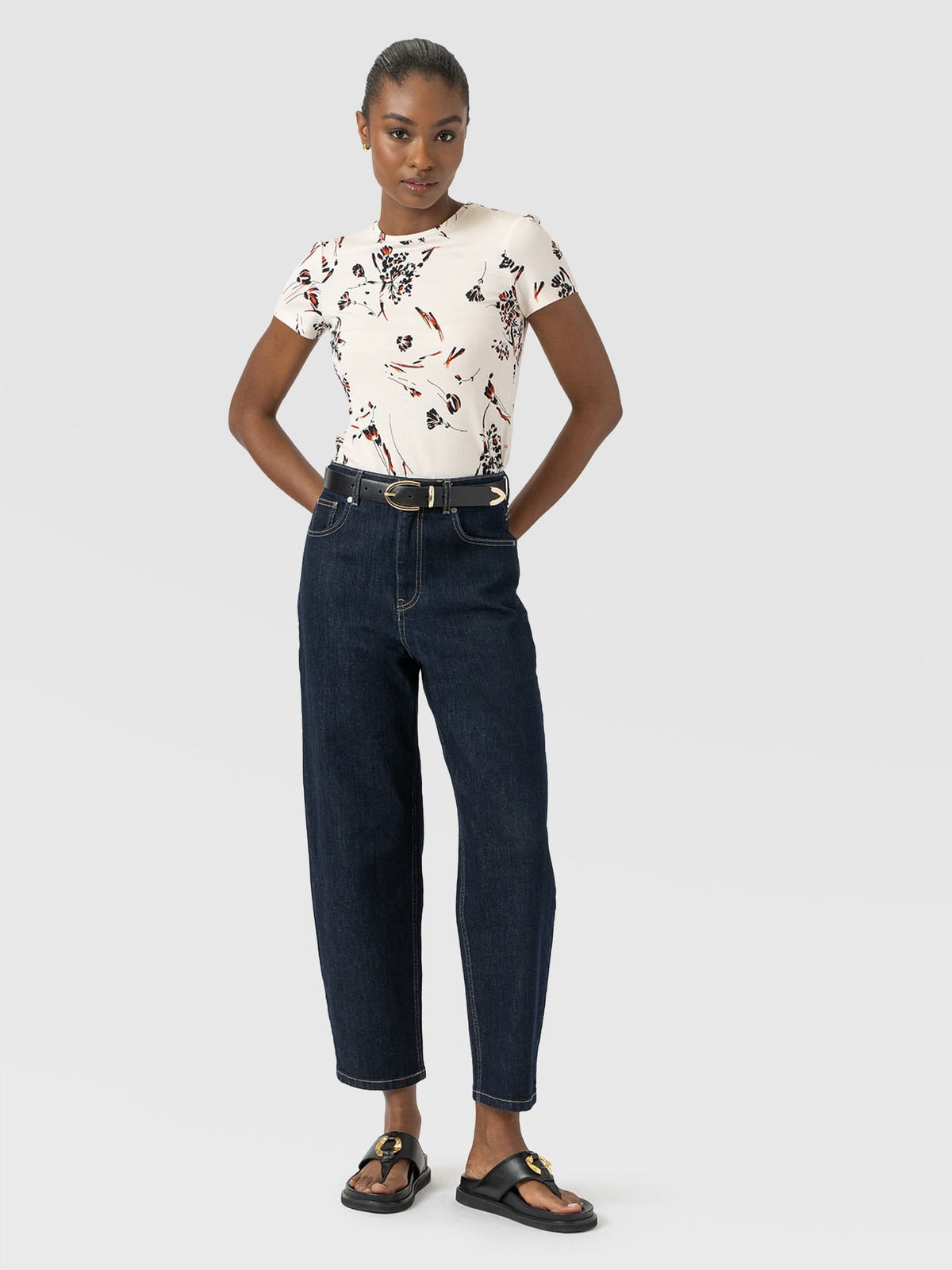 Austen Crew Neck Tee Short Sleeve - White Mist Floral
