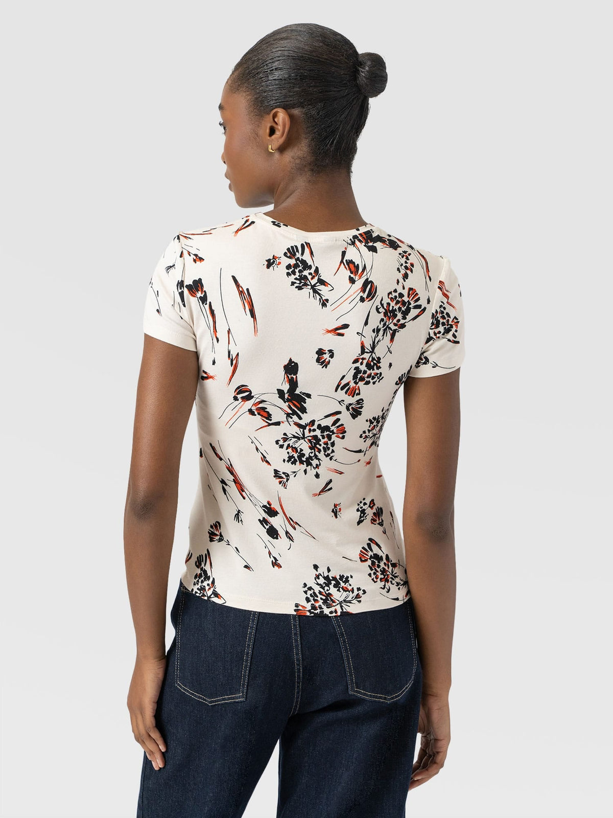Austen Crew Neck Tee Short Sleeve - White Mist Floral