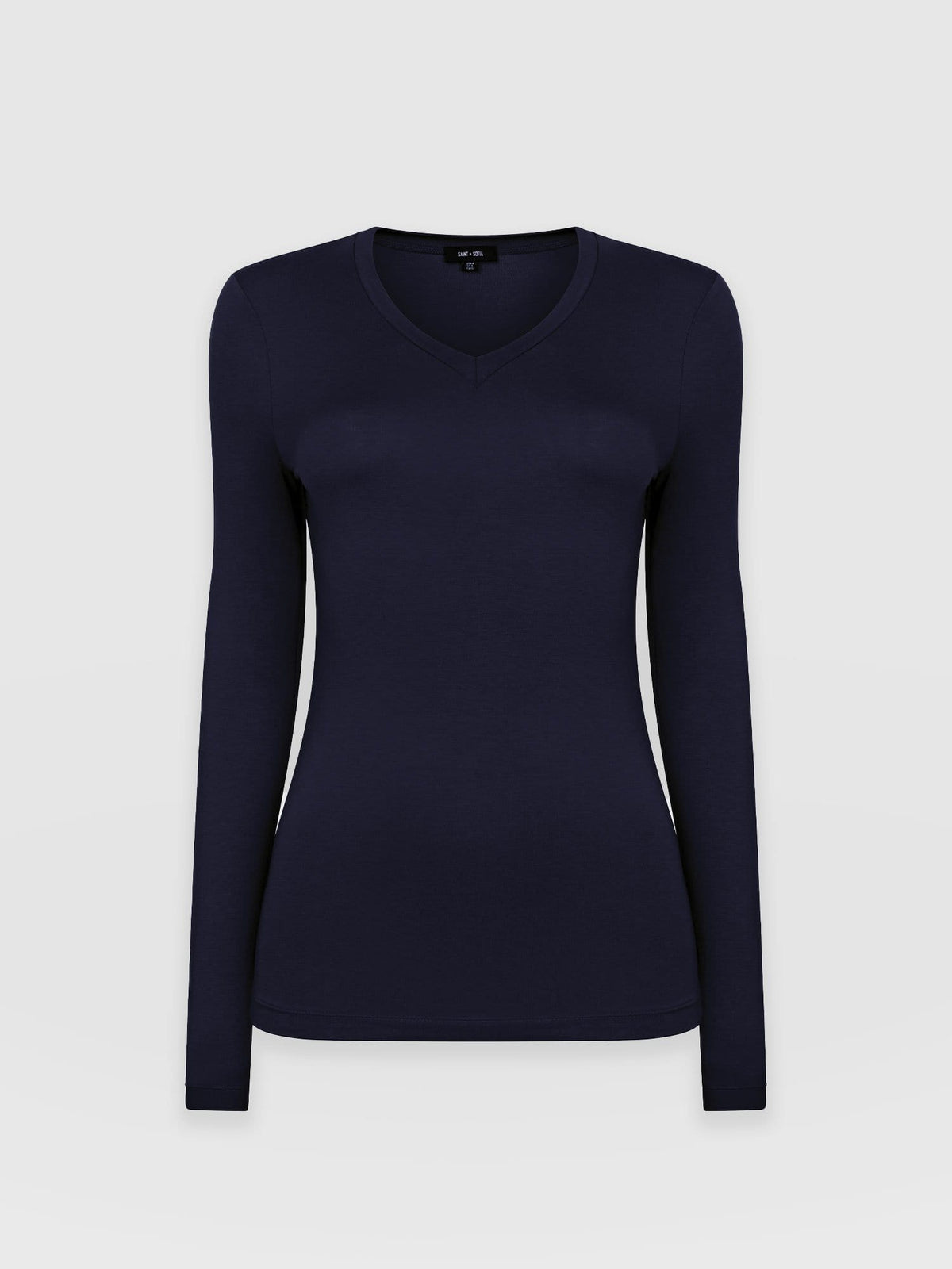 Austen V Neck Tee - Navy