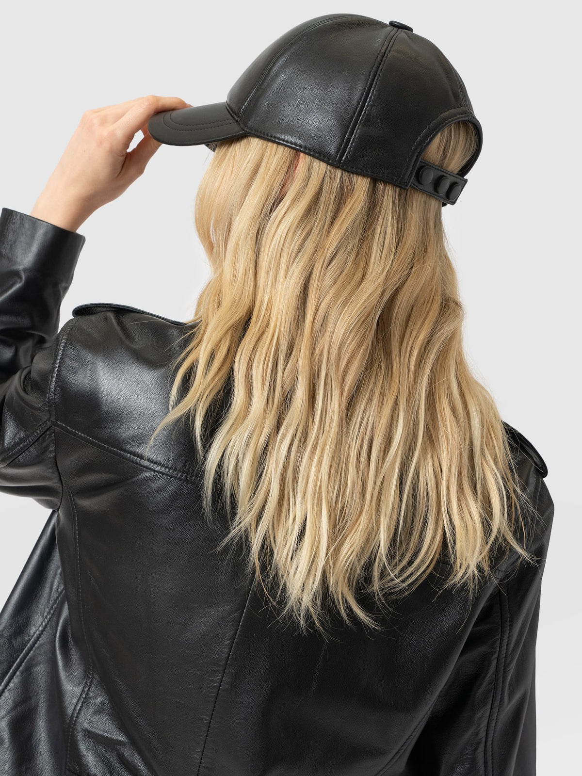 Avalon Leather Baseball Cap - Black