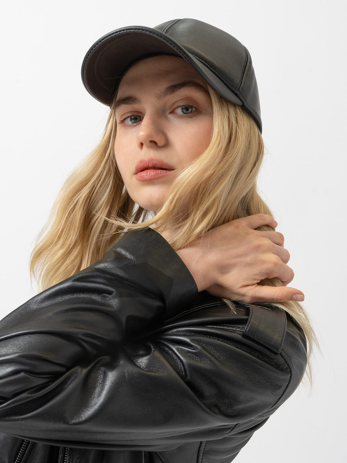 Avalon Leather Baseball Cap - Black