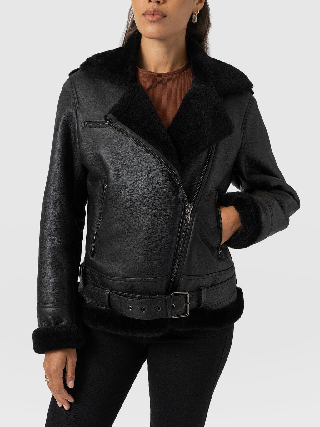 Spitfire Shearling Jacket - Black
