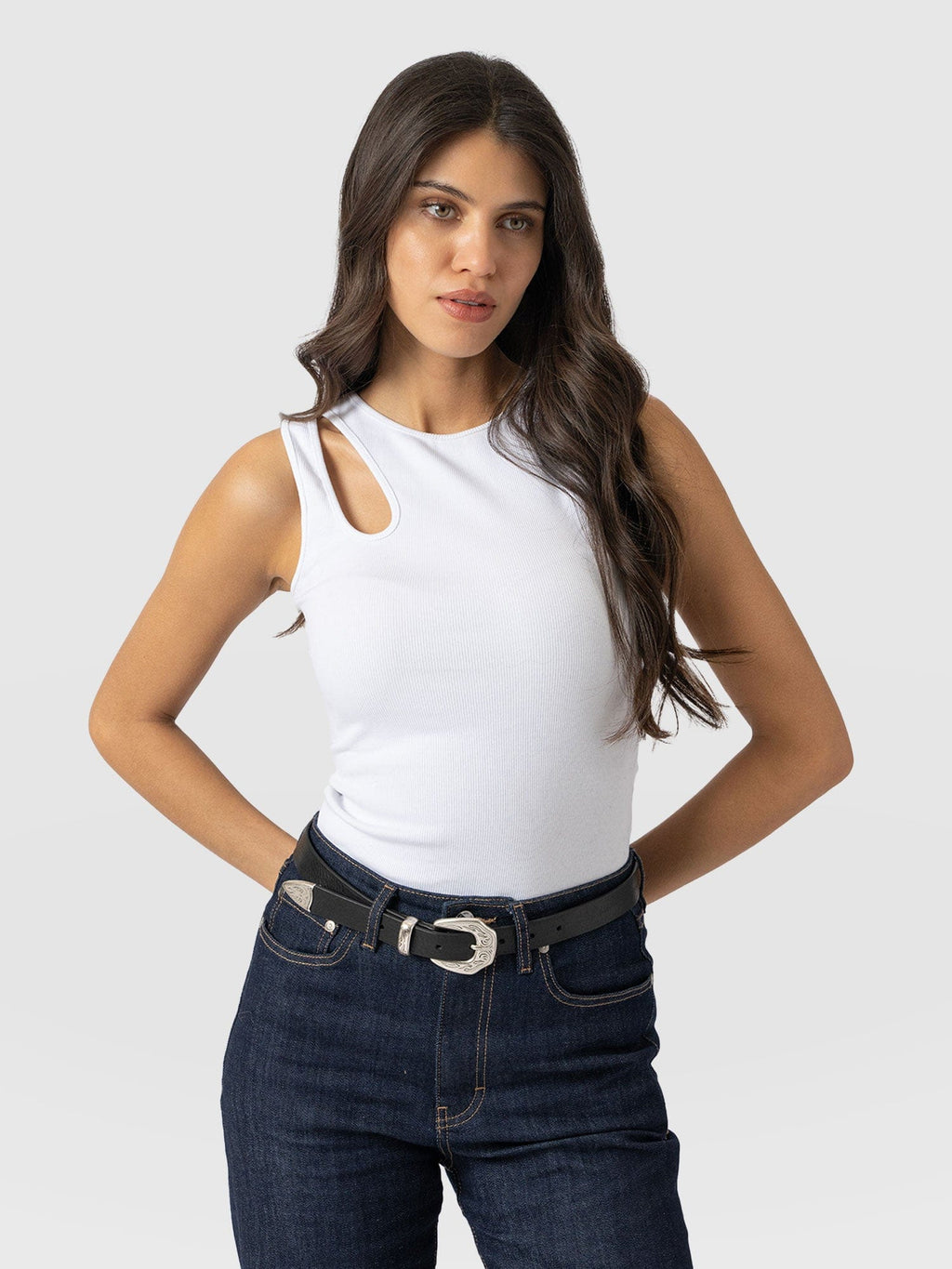 Axel Cut Out Vest - White