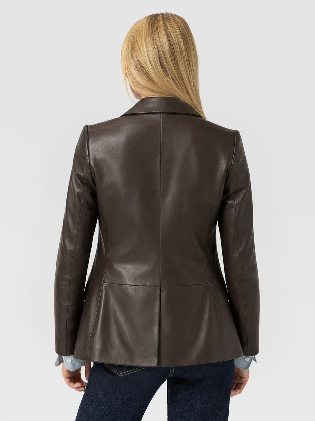 Axel Single Breasted Blazer - Chocolate Leather