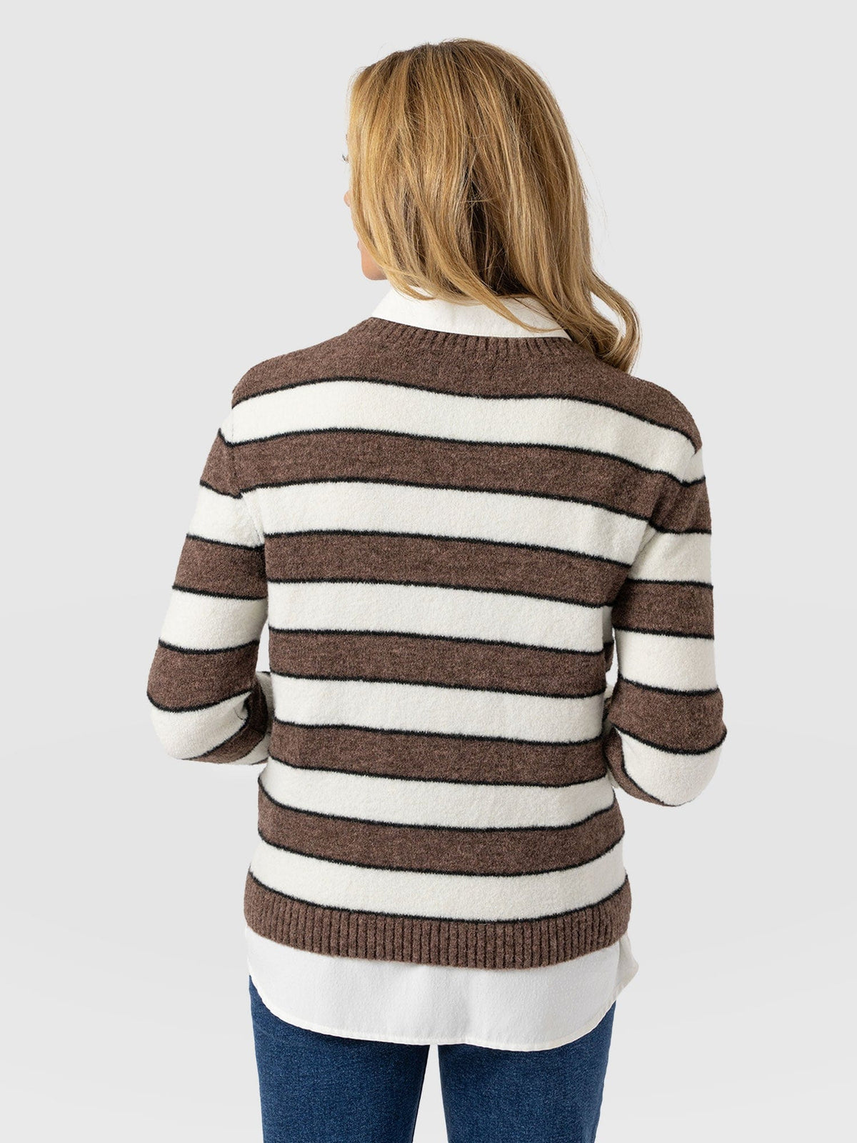 Azura Knit Sweater - Brown Stripe