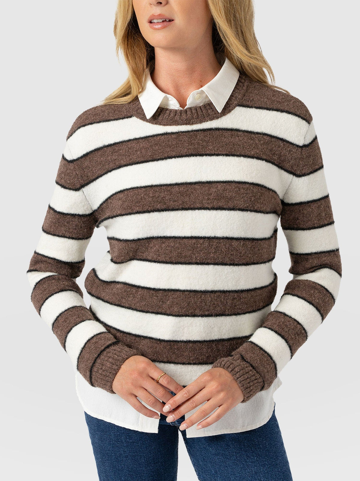 Azura Knit Sweater - Brown Stripe