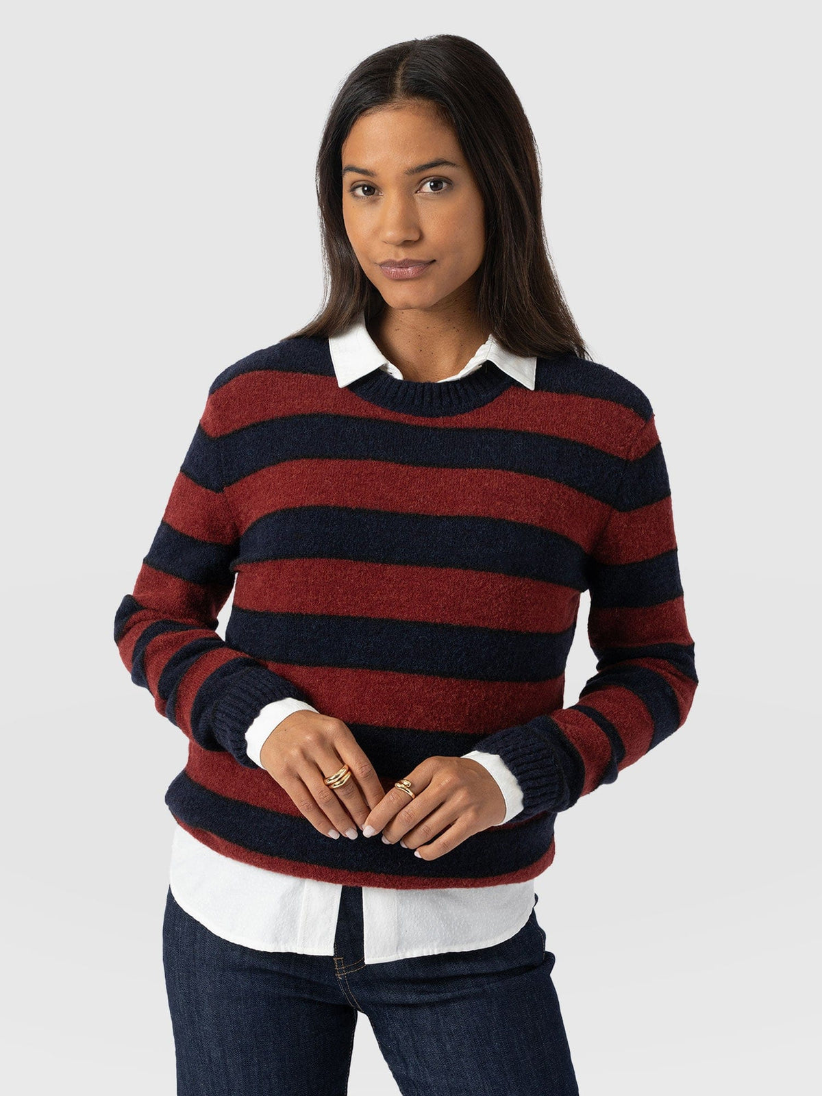 Azura Knit Sweater - Red/Navy
