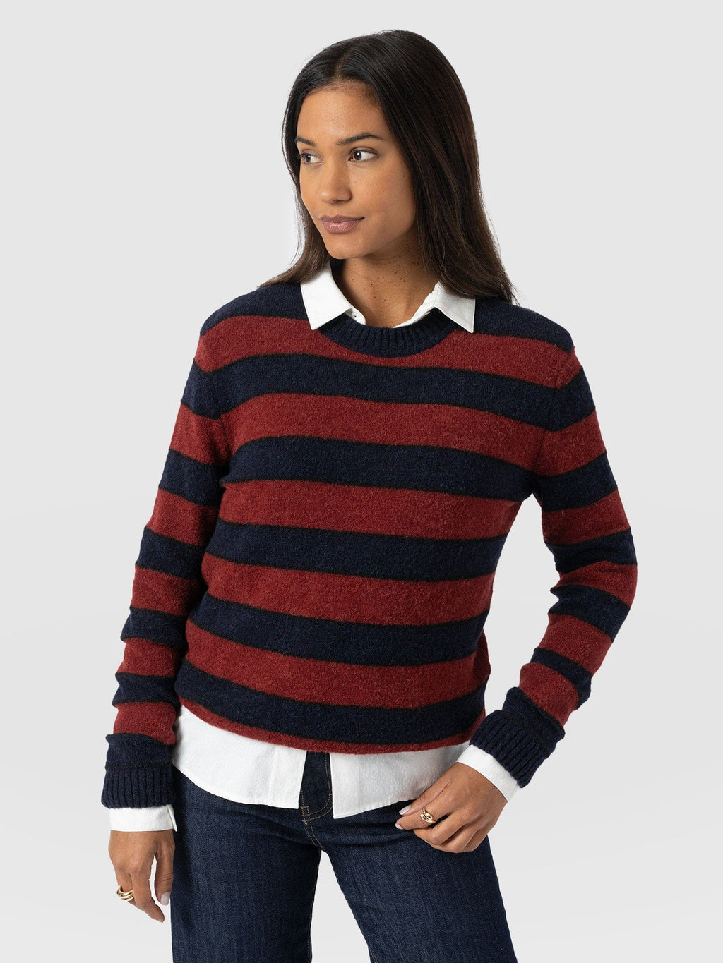 Azura Knit Sweater - Red/Navy