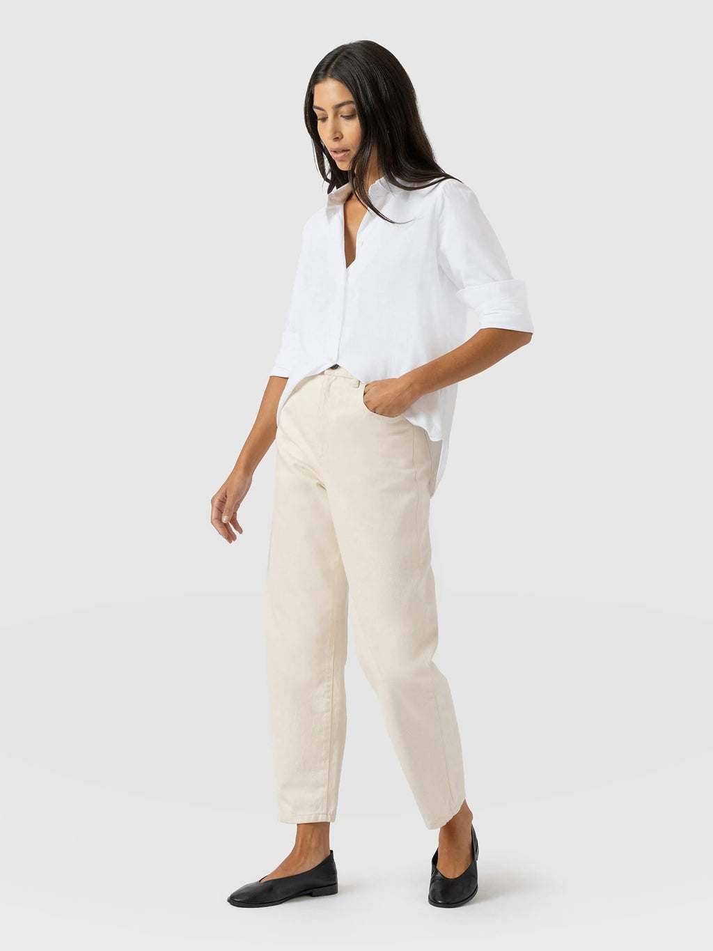 Barrel Leg Jean - Cream