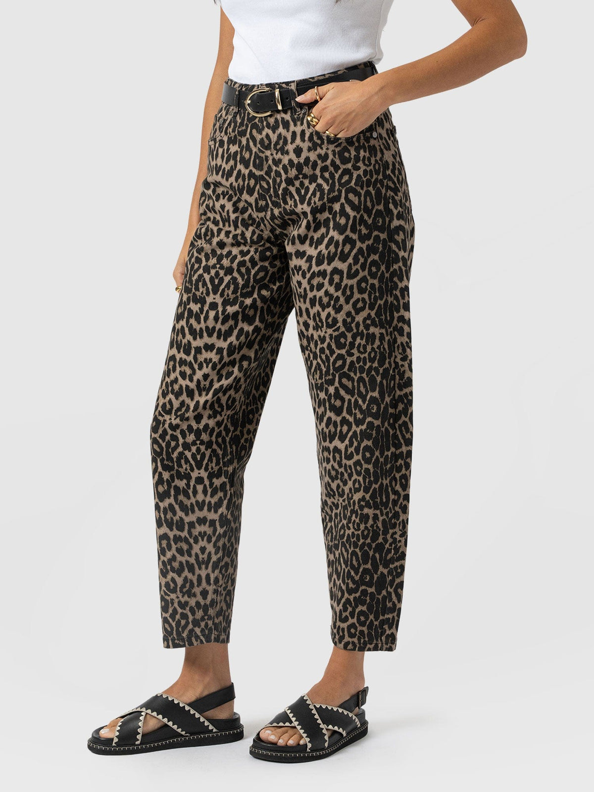 Barrel Leg Jean - Leopard