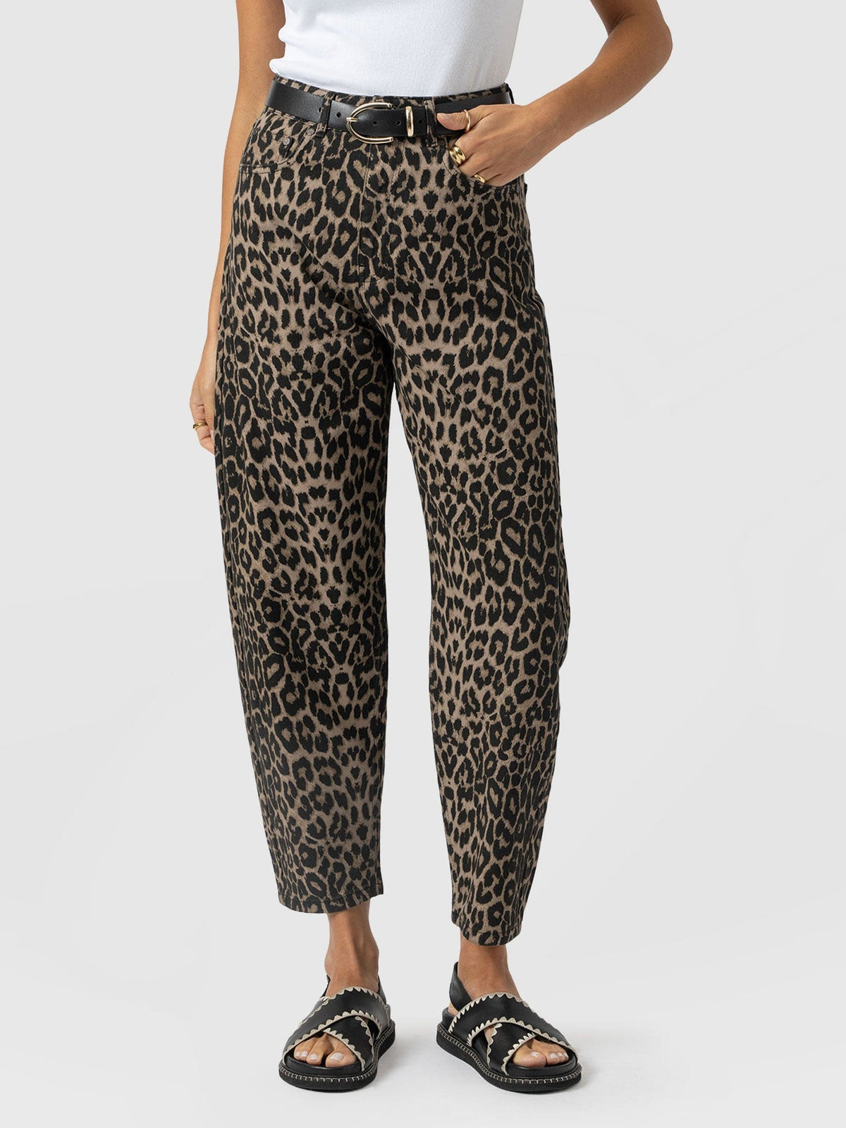 Barrel Leg Jean - Leopard