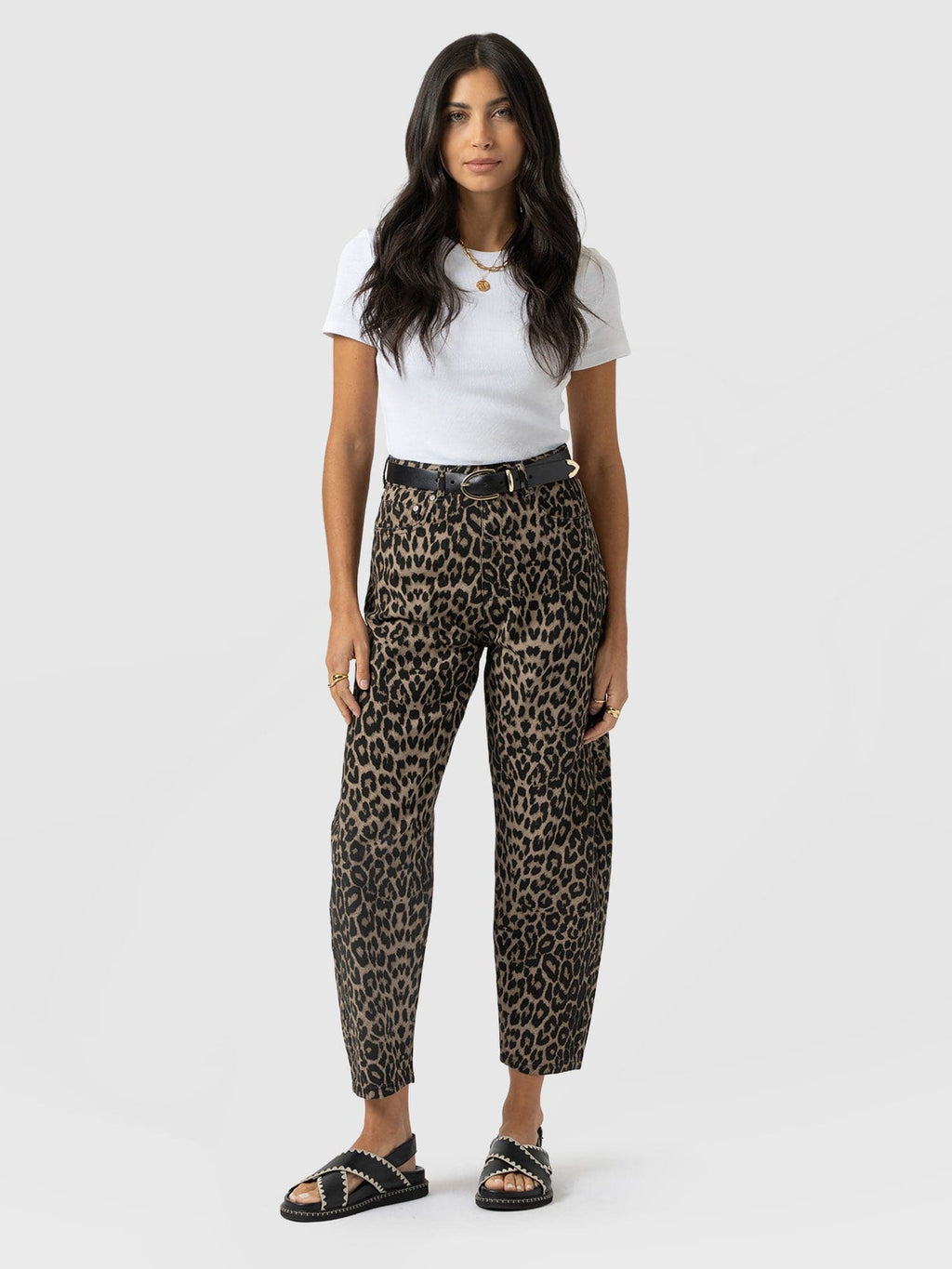 Barrel Leg Jean - Leopard