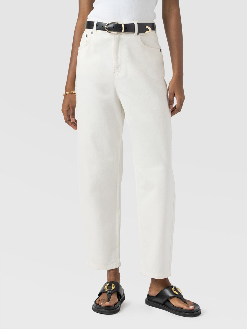 Barrel Leg Jean - White