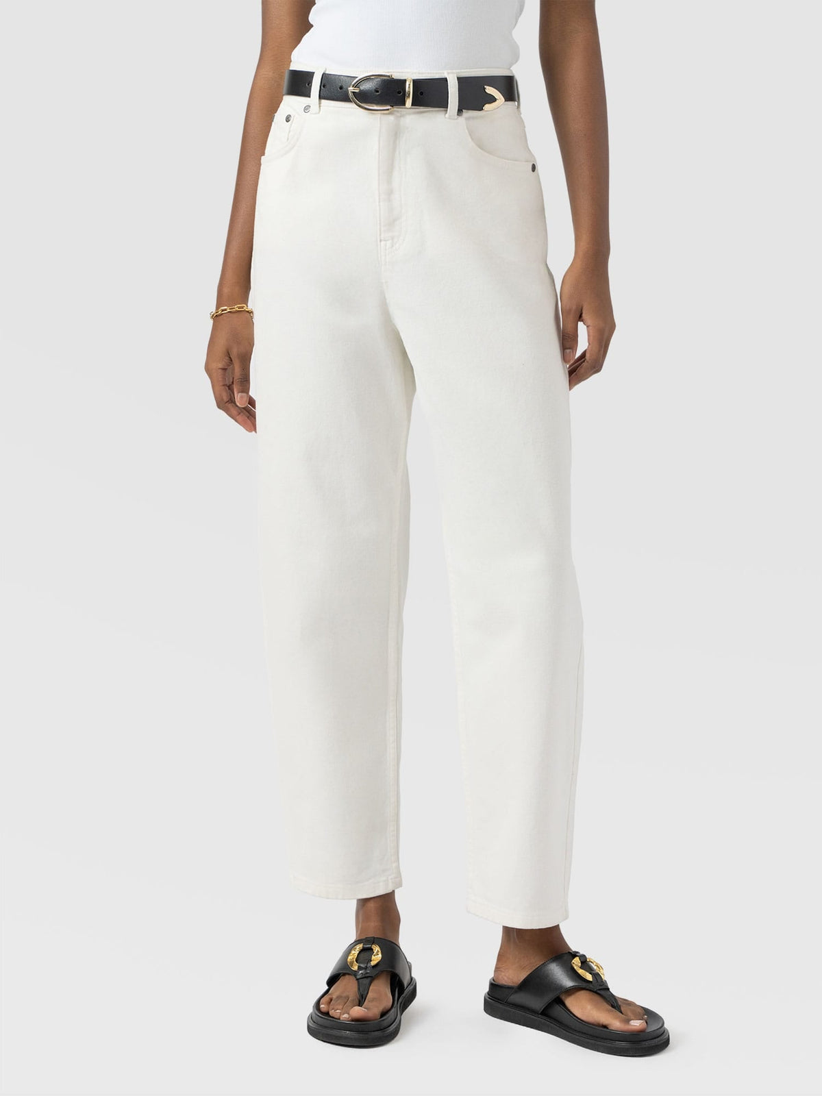 Barrel Leg Jean - White