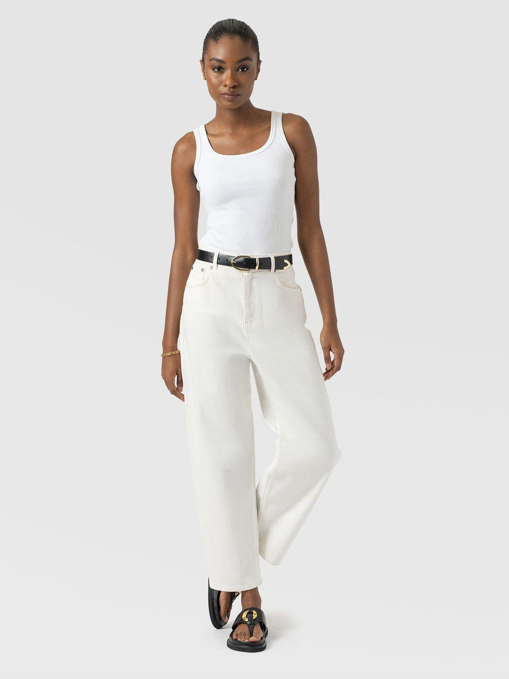 Barrel Leg Jean - White
