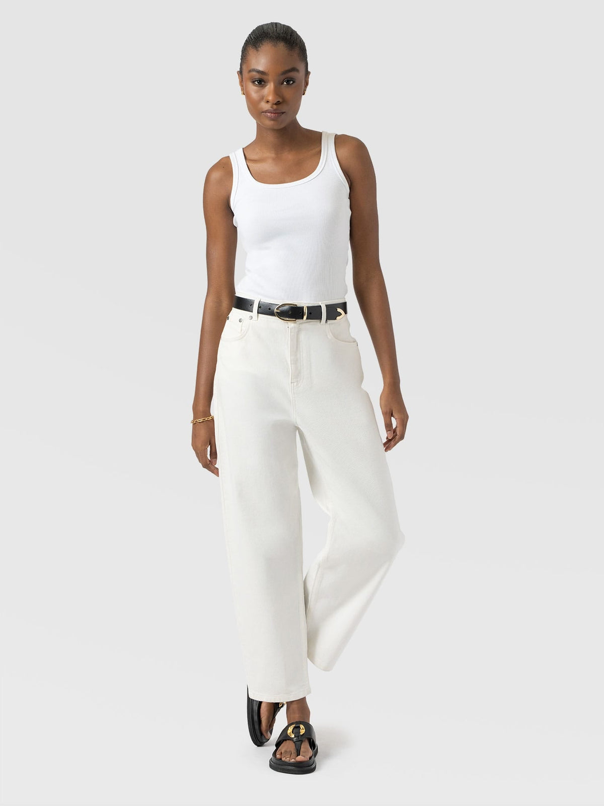 Barrel Leg Jean - White