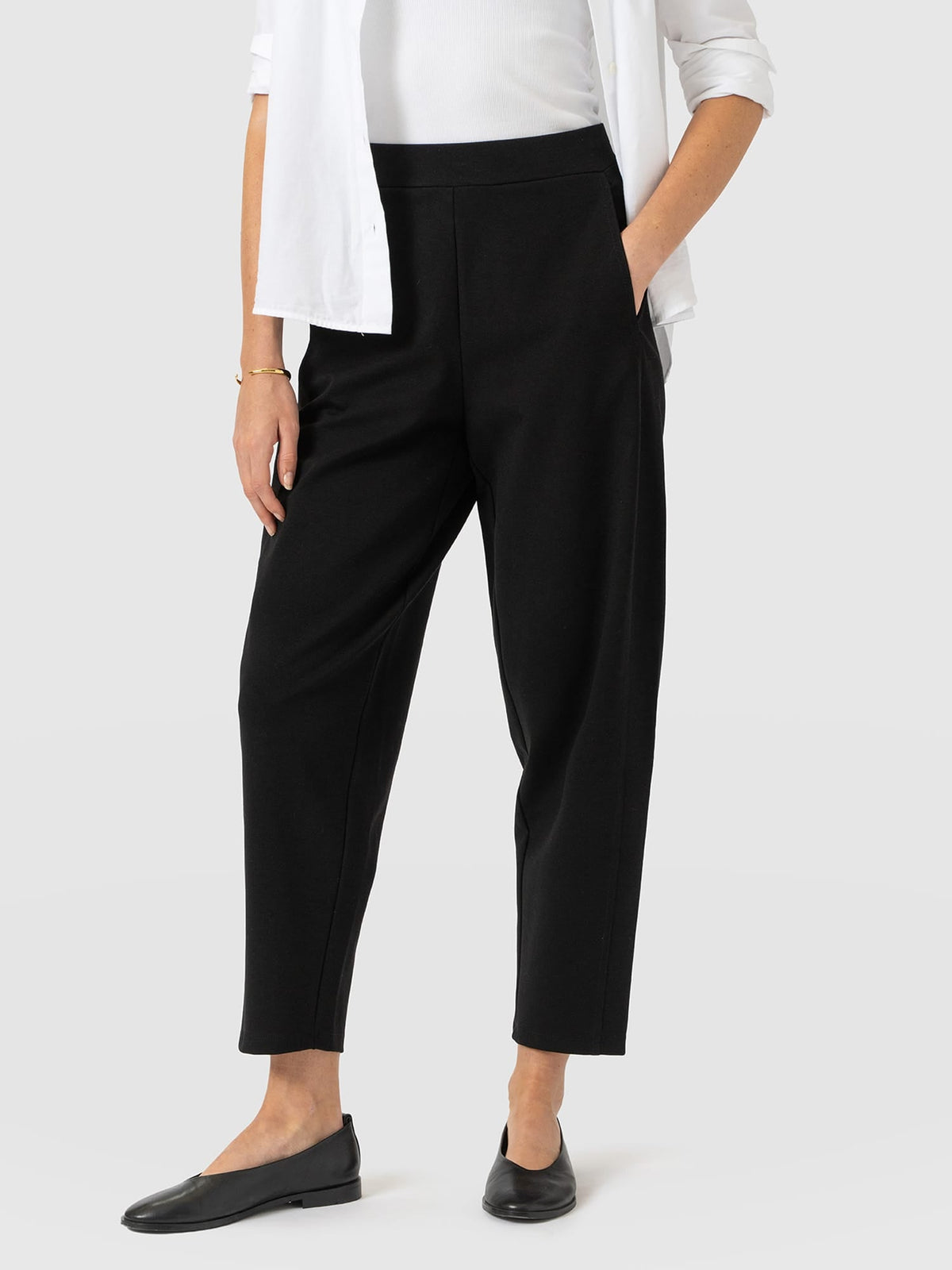 Barrel Leg Jersey Pant - Black