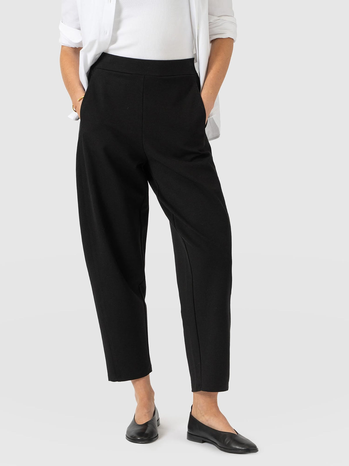 Barrel Leg Jersey Pant - Black