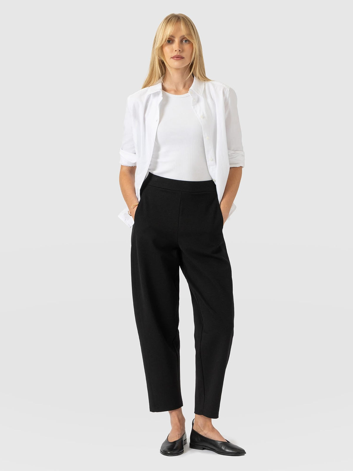 Barrel Leg Jersey Pant - Black