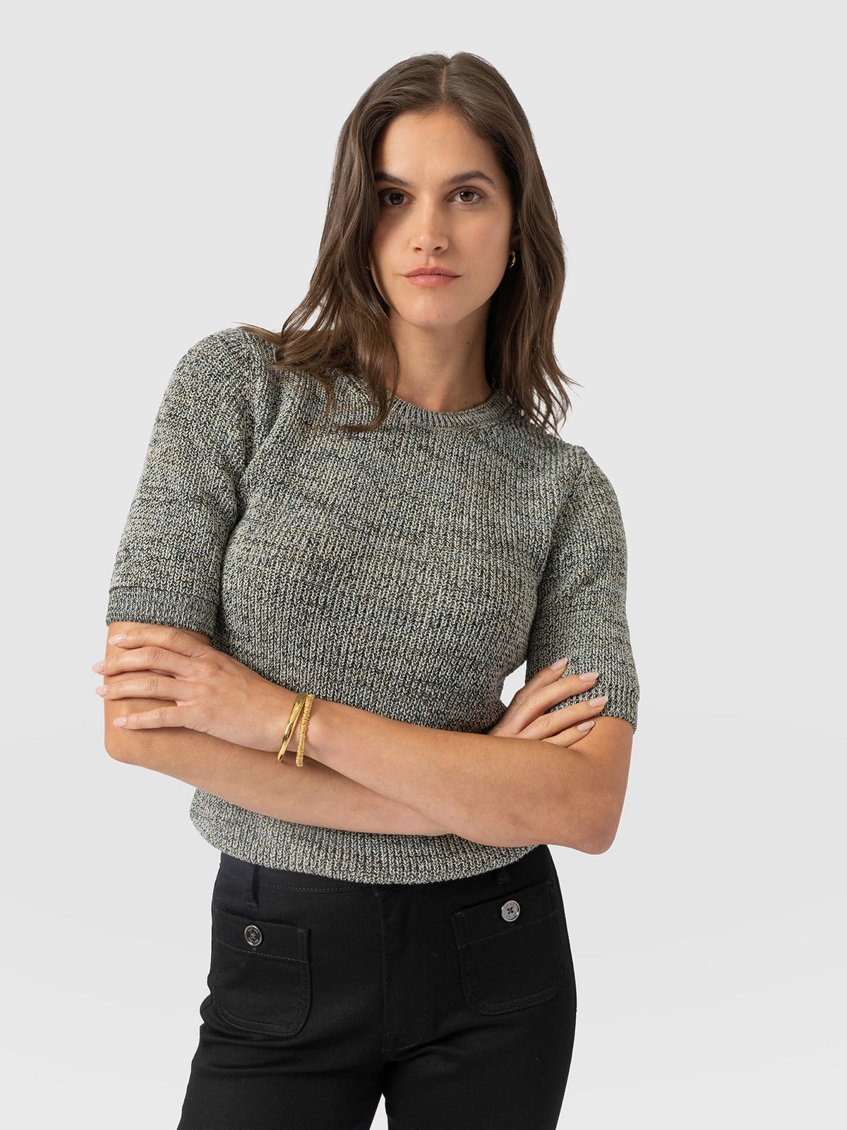 Blair Knit Tee - Black/Blue/Yellow