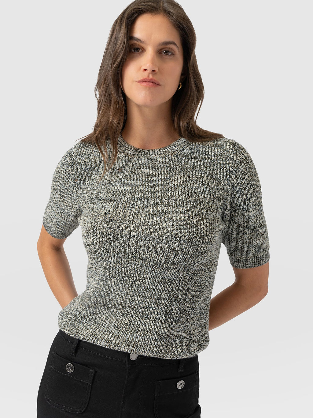 Blair Knit Tee - Black/Blue/Yellow