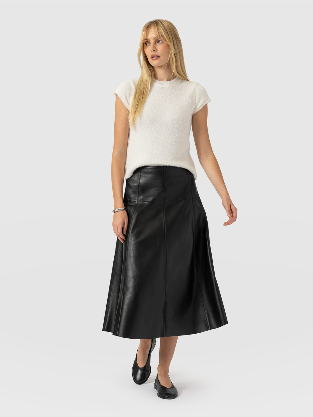 Bonham Leather Midi Skirt - Black