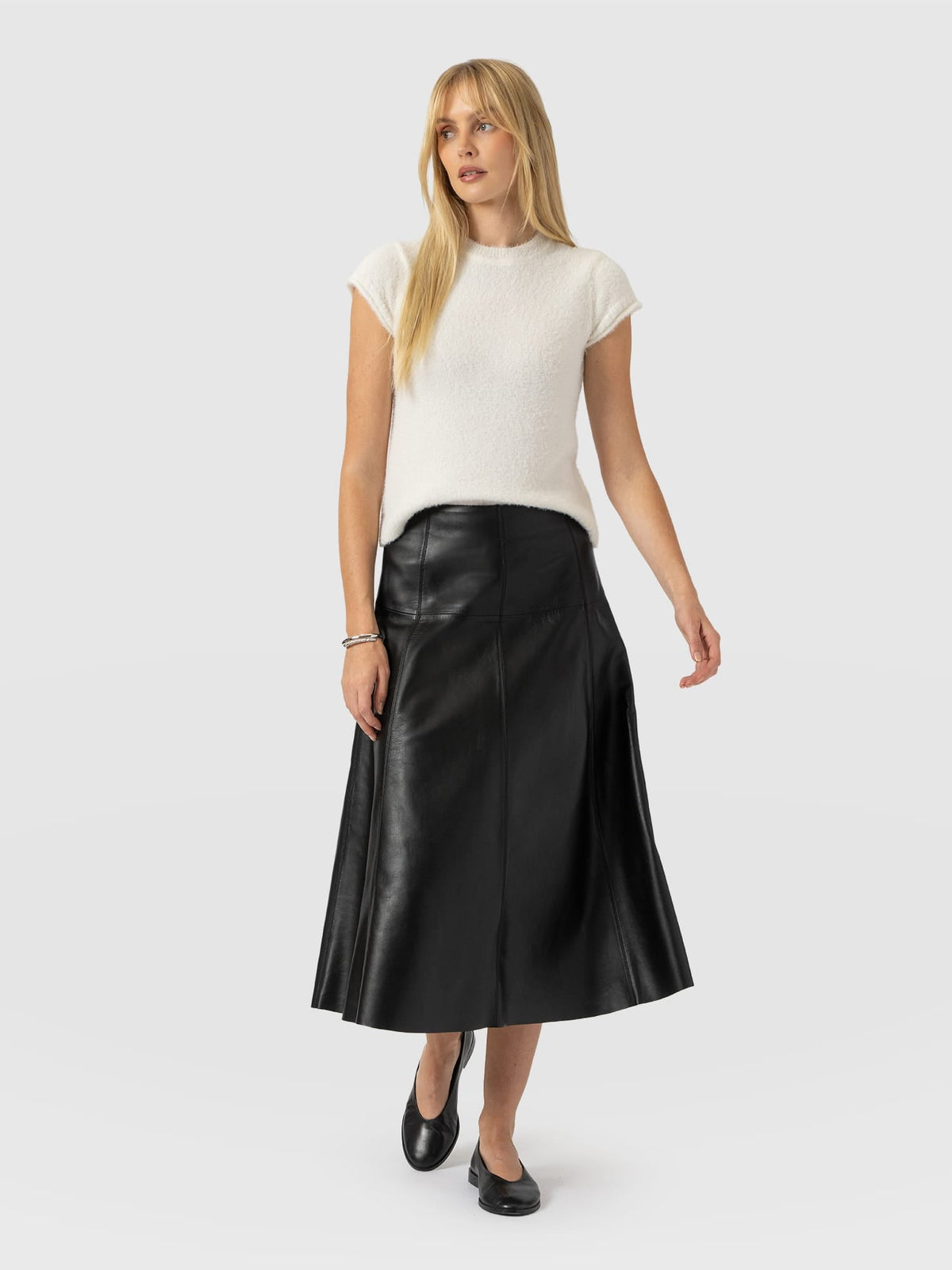Bonham Leather Midi Skirt - Black
