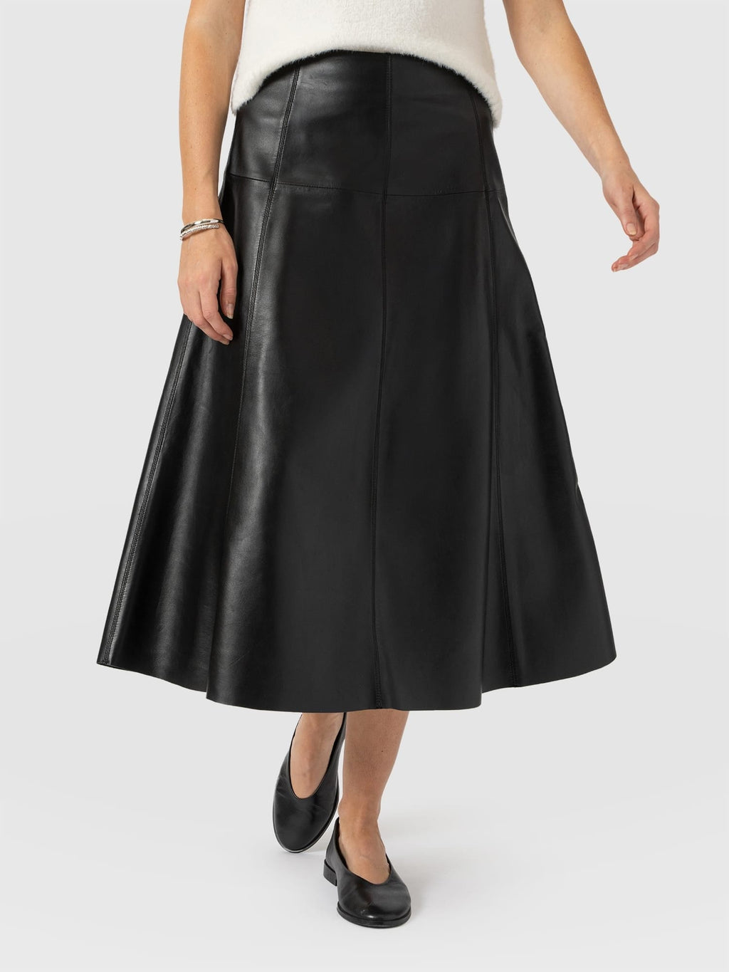 Bonham Leather Midi Skirt - Black